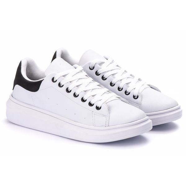 Tênis Casual Tom Branco C/ Preto