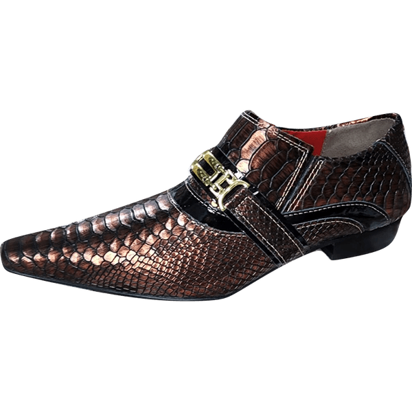 Sapato Masculino Italiano em Couro Flowers Dourado 3D Ref: 1302