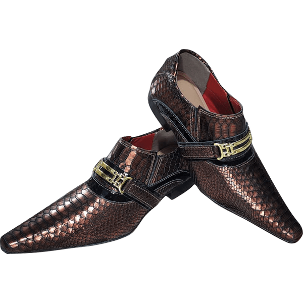 Sapato Masculino Italiano em Couro Flowers Dourado 3D Ref: 1302