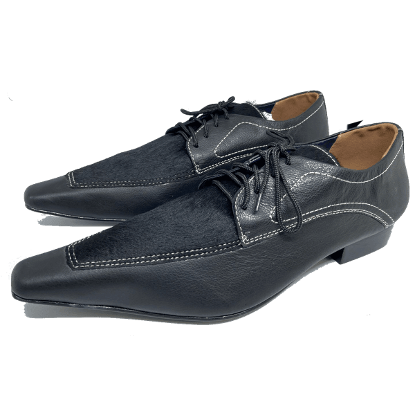 Sapato Masculino Italiano Em Couro Social Pelo Preto Ref: D264 - Outlet