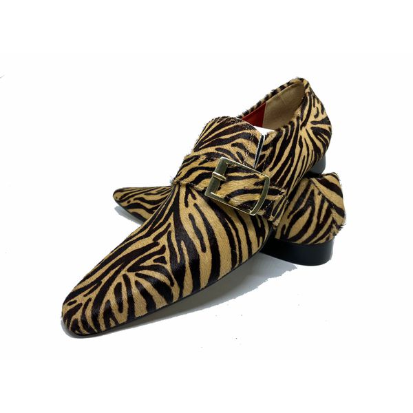 Sapato Masculino Italiano Em Couro Pelo De Tigre Luxury Ref: 42