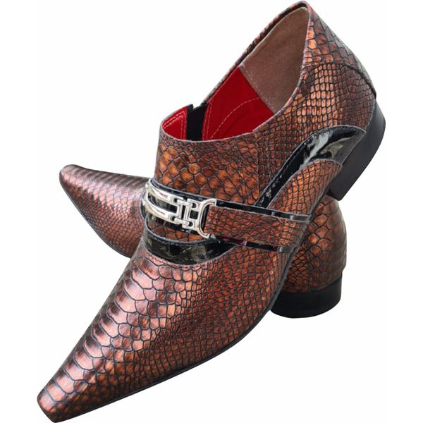 Sapato Masculino Italiano Em Couro Orange Le Cuivre Ref: 1148 Laranja Vermelho