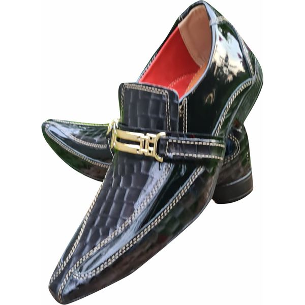 Sapato Masculino Italiano em Couro Social Executivo Preto Gerald Bico Fino Ref: 1158 Preto Preto