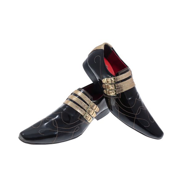 Sapato Masculino Italiano Em Couro Rio Black Preto Ref: 177 Preto