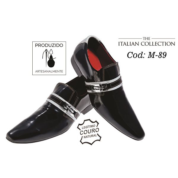 Sapato Masculino Italiano Em Couro Ref: 89 Preto