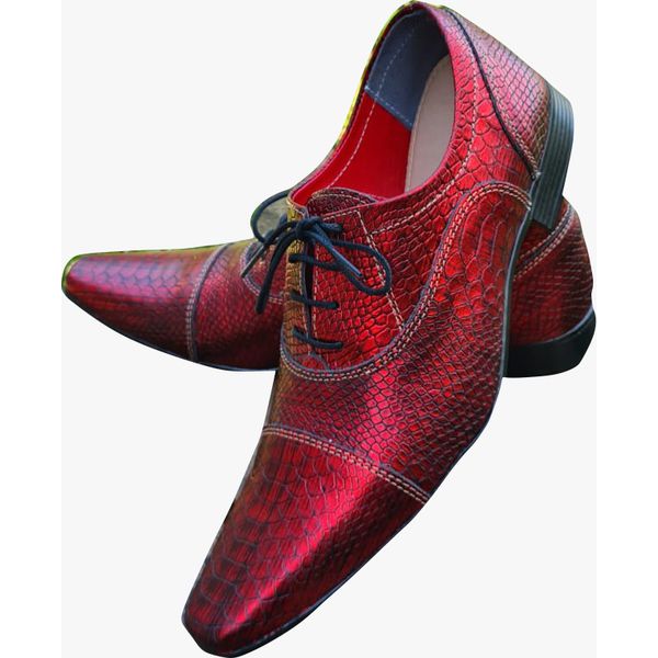 Sapato Masculino Italiano Em Couro Fincher Mocassim Ref: M1130 Vermelho Vermelho