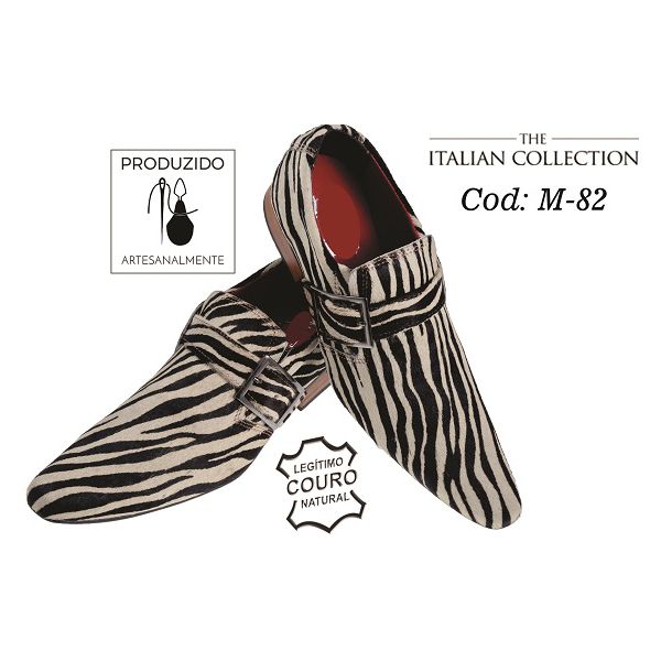 Sapato Masculino Italiano Em Couro Pelo De Zebra