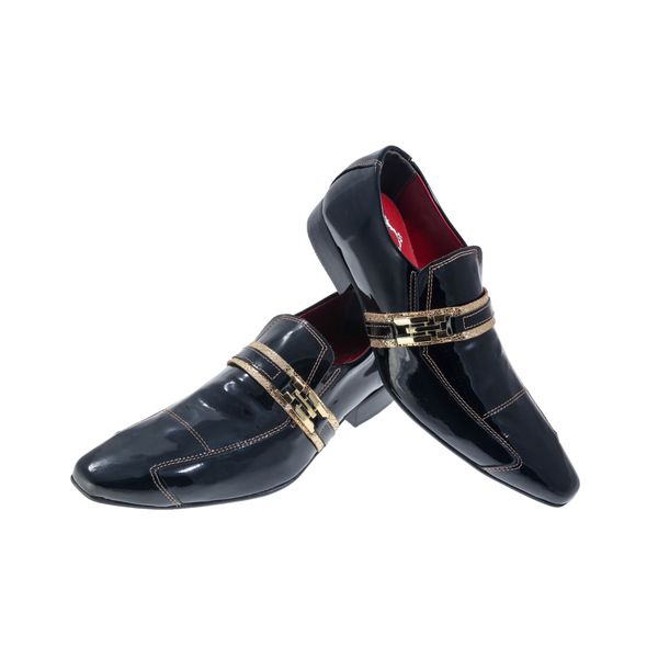 Sapato Masculino Em Couro Preto Envernizado Ref: 181