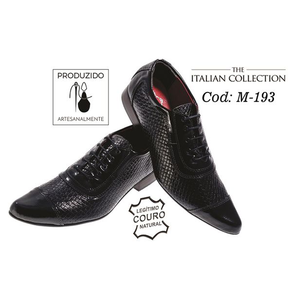 Sapato Masculino Italiano Em Couro Preto Trice