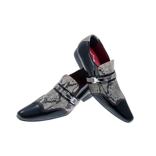 Sapato Masculino Italiano Em Couro Preto Com Cobra