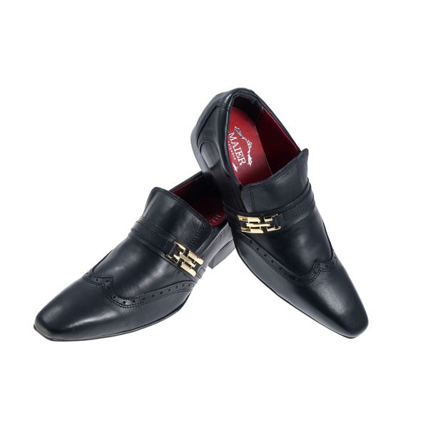 Sapato Masculino Italiano Em Couro Preto Fosco Design Veneza Ref: 218