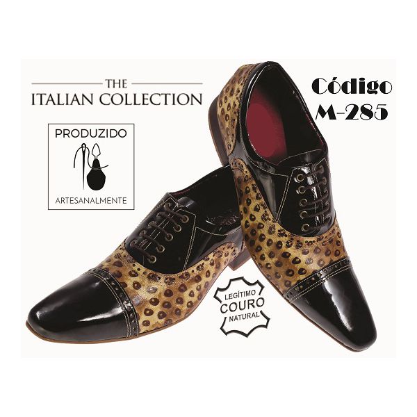 Sapato Masculino Italiano Em Couro Onça Envernizado