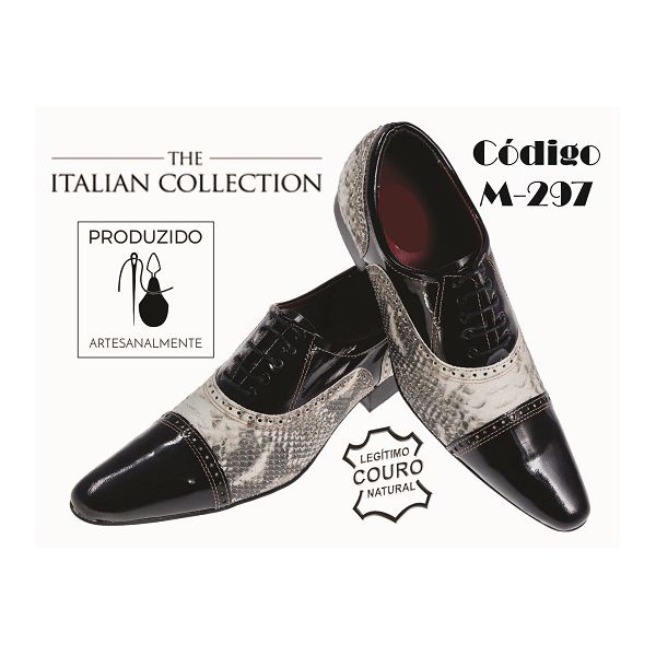 Sapato Masculino Italiano Em Couro Cobra Natural Ref: 297