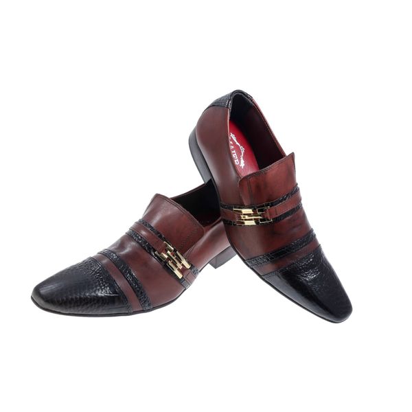 Sapato Masculino Italiano Em Couro Marrom Rustico