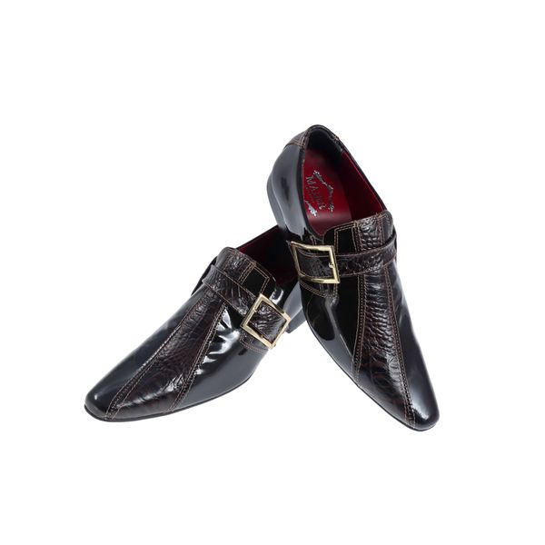 Sapato Masculino Italiano Em Couro Preto Jacaré