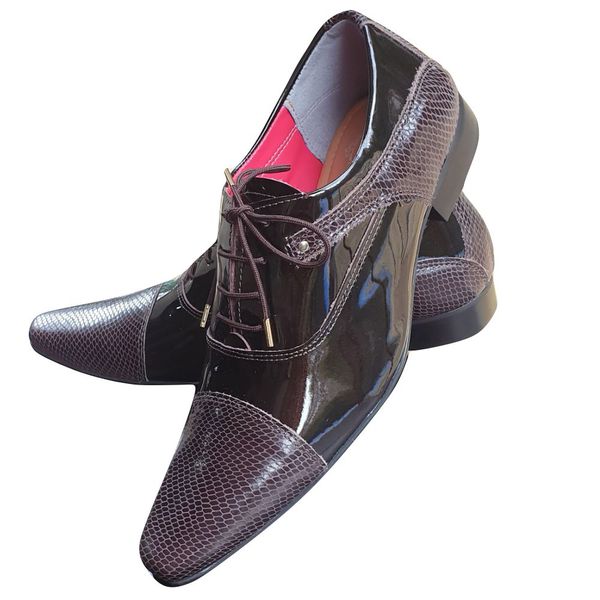 Sapato Masculino Italiano Em Couro Oxford - Marrom - Brown Venice