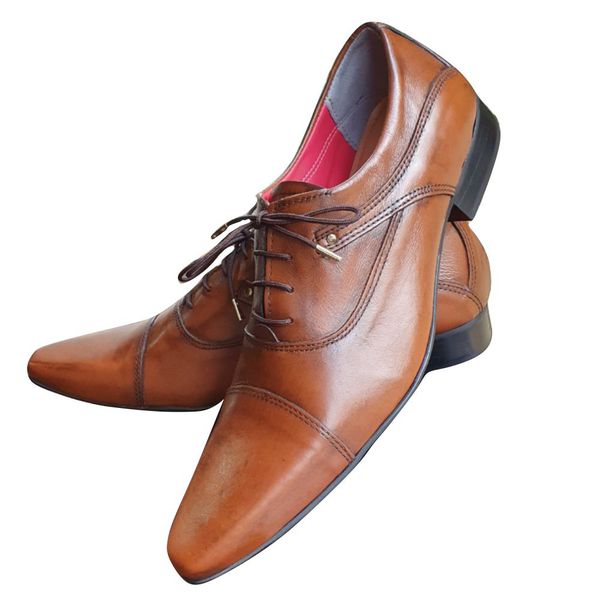 Sapato Masculino Italiano Em Couro Oxford - Marrom - Brown Horse