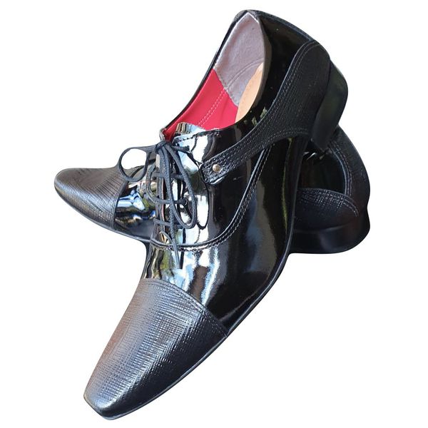 Sapato Masculino Italiano Em Couro Evernizado Oxford - Preto - Black Soldier