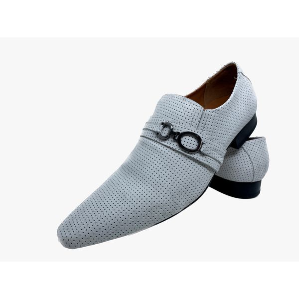 Sapato Masculino Italiano Em Couro Branco Aerado Ref: D755