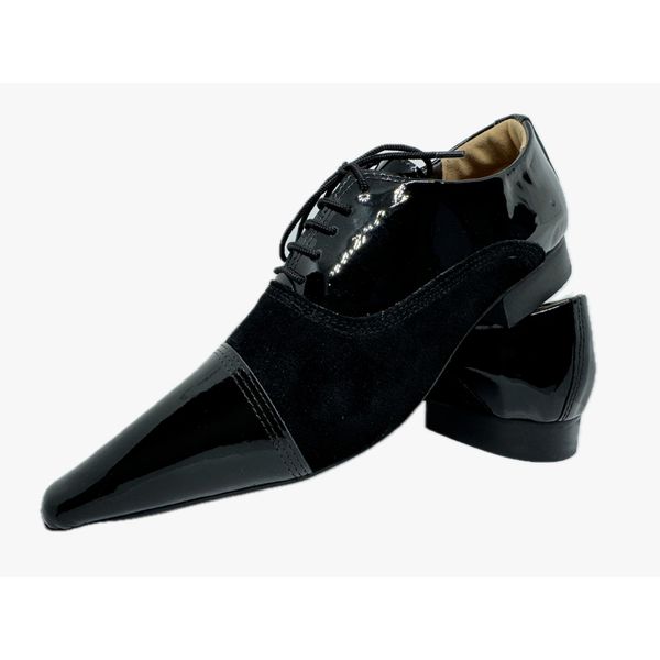 Sapato Masculino Italiano Em Couro Preto Bico Fino Ref: D860