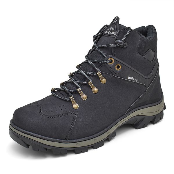 Bota Masculina Em Couro Nobuck Grafitti Preto Urban Style Ref: WL144PE