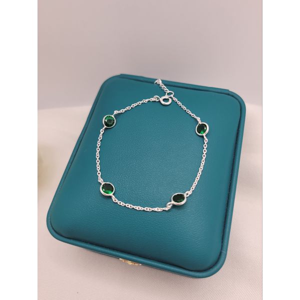 Pulseira Em Prata 925 Com Zircônias Verdes