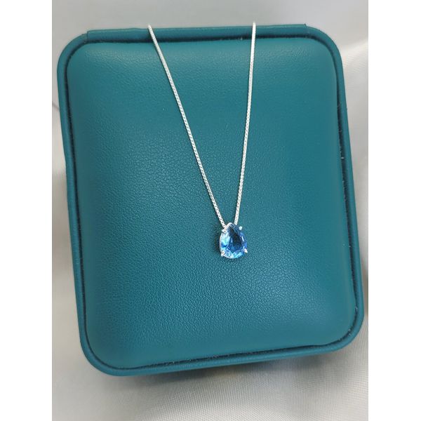 Colar Em Prata 925 Com Pingente De Gota Azul 1cm