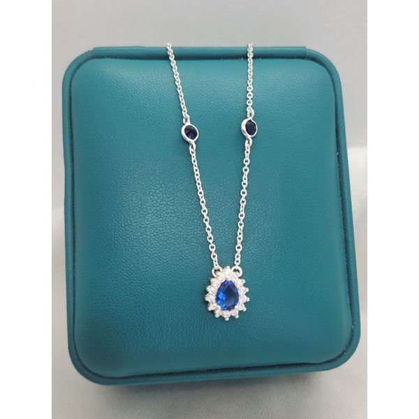 Colar Choker Em Prata 925 De Gota Cravejado Com Zircônia Azul