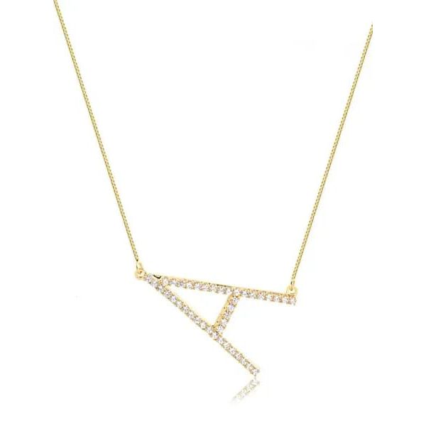 Colar Inicial Com Pedras Banhada a Ouro