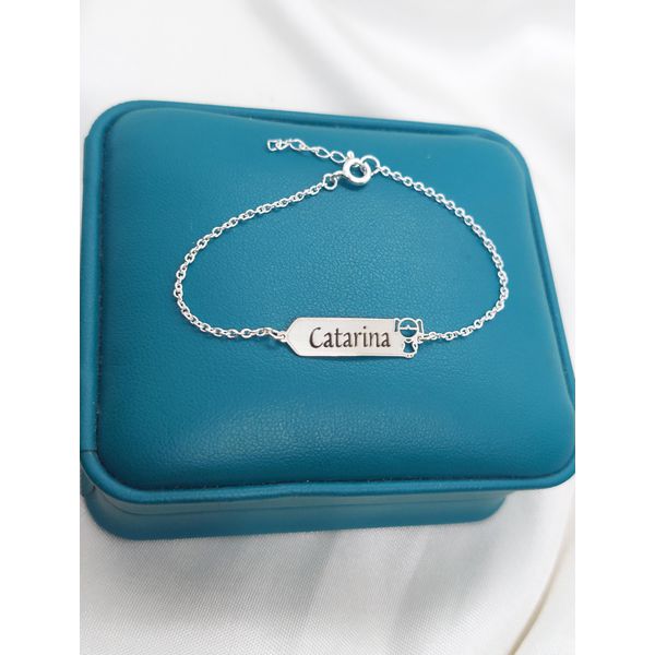 Pulseira Infantil De Chapinha Personalizável Em Prata 925