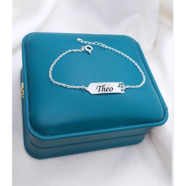 Pulseira Infantil Personalizável De Chapinha Em Prata 925