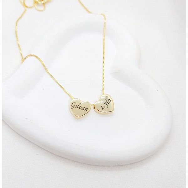 Colar Com Até 4 Corações Personalizados Banhado a Ouro