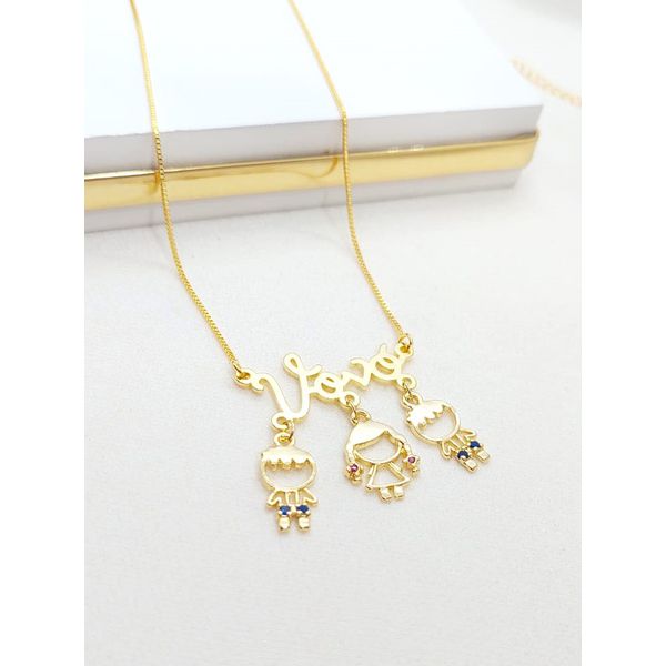 Colar Personalizado Nome Vovó Com Até 5 Pingentes Banhado a Ouro