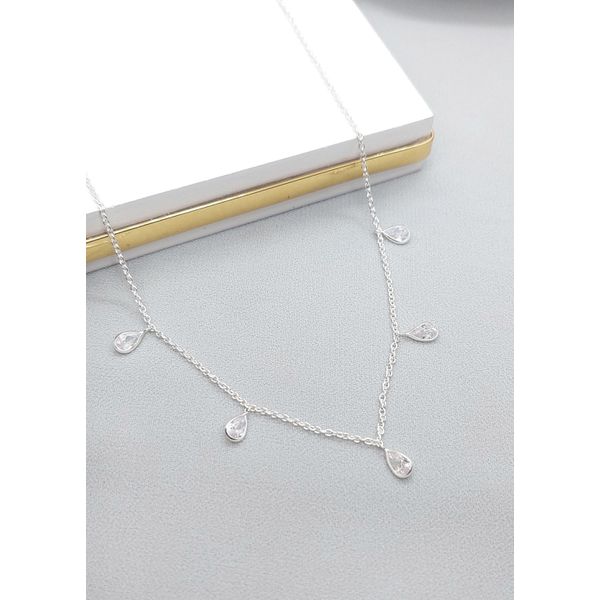 Colar Choker ZircÔnia Pendurada Branca Em Prata 925