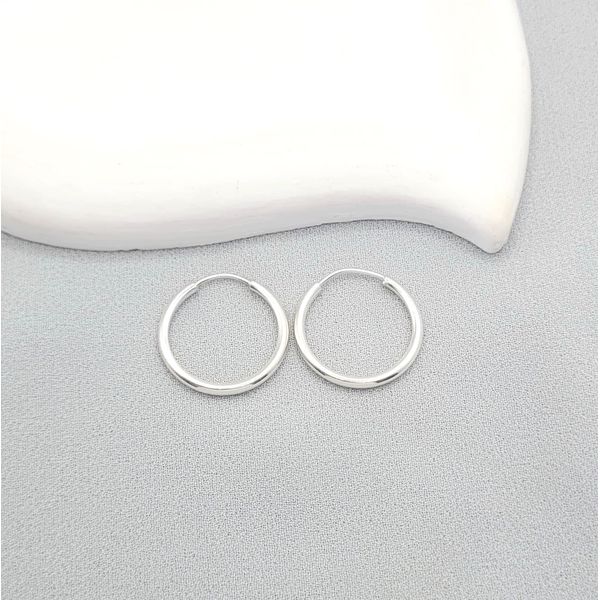 Brinco Argola Fio Redondo 14mm Em Prata 925