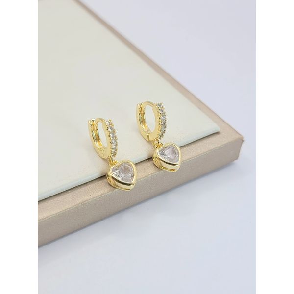 Argolas De Coração Com Zircônias Banhadas à Ouro
