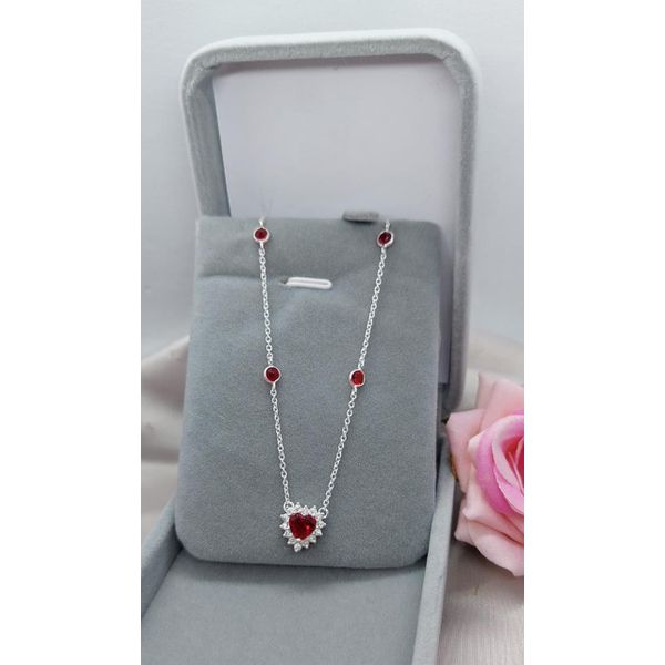 Colar Choker Zirconia CoraÇÃo 6mm Vermelho Em Prata 925