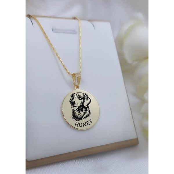 Colar Redondo De Pet Personalizável Banhado a Ouro