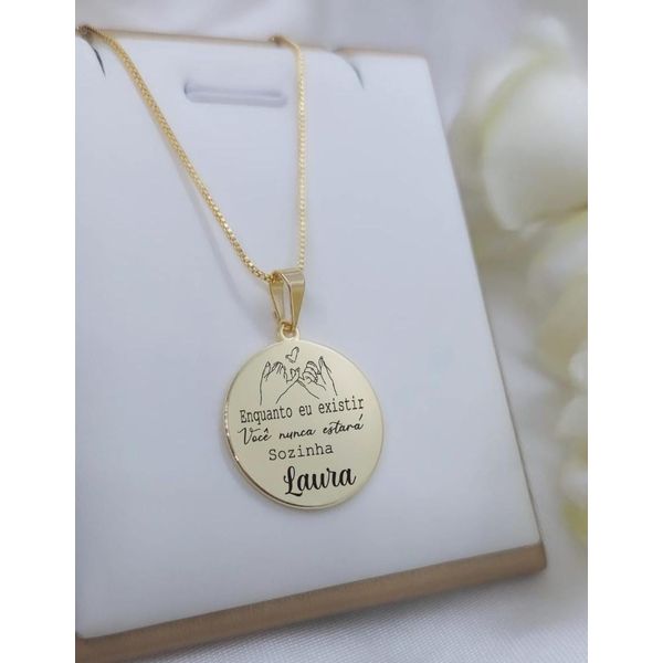 Colar Com Frase Personalizada De Amizade Banhado à Ouro