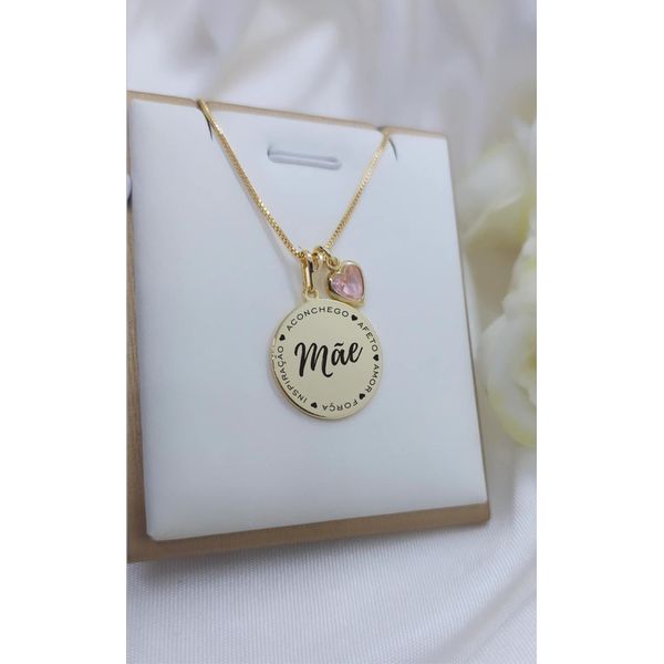 Colar Redondo Mãe Personalizado Banhado a Ouro
