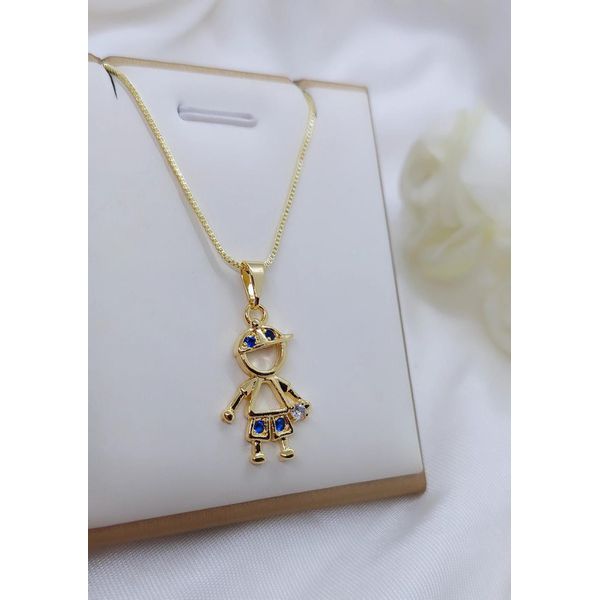 Colar Pingente Menino Banhado a Ouro