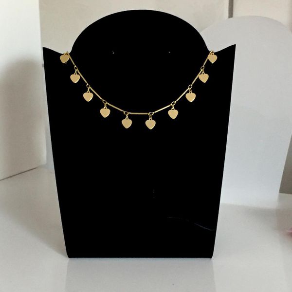 Colar Choker Corações Banhado a Ouro