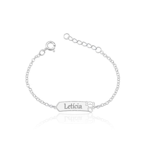 Pulseira Infantil Personalizada Chapinha Em Prata 925