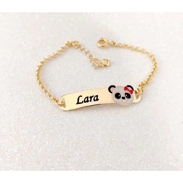 Pulseira Personalizada Infantil Banhada a Ouro Panda