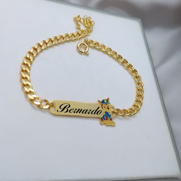 Pulseira Personalizada Infantil Banhada a Ouro 