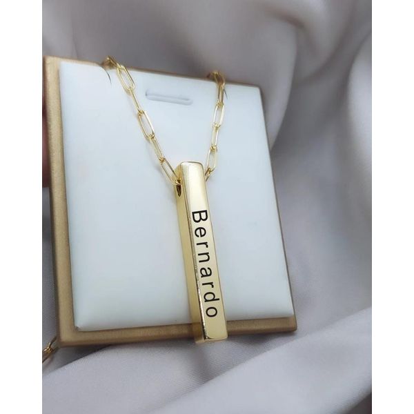 Colar Masculino Caixinha Personalizado Com Até 4 Nomes Banhado a Ouro