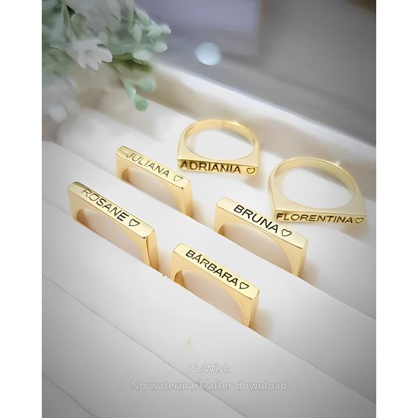 Anel Personalizado Chapinha Banhado a Ouro 