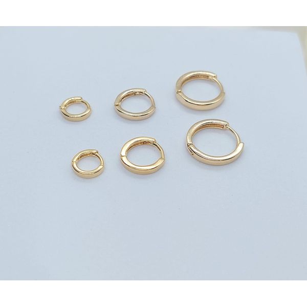 Trios De Argolas Rendonda Lisa Banhadas a Ouro