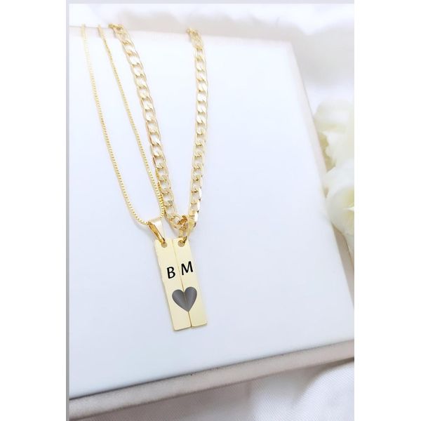Conjunto De Correntes Personalizada Para Casal Banhada a Ouro