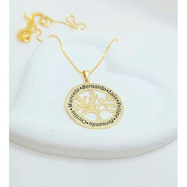 Colar Mandala árvore Da Vida Com Até 6 Nome Banhado à Ouro 
